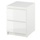 MALM Chest of 2 drawers, high-gloss white, 40x55 cm