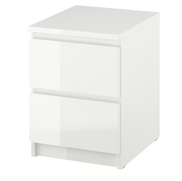 MALM Chest of 2 drawers, high-gloss white, 40x55 cm