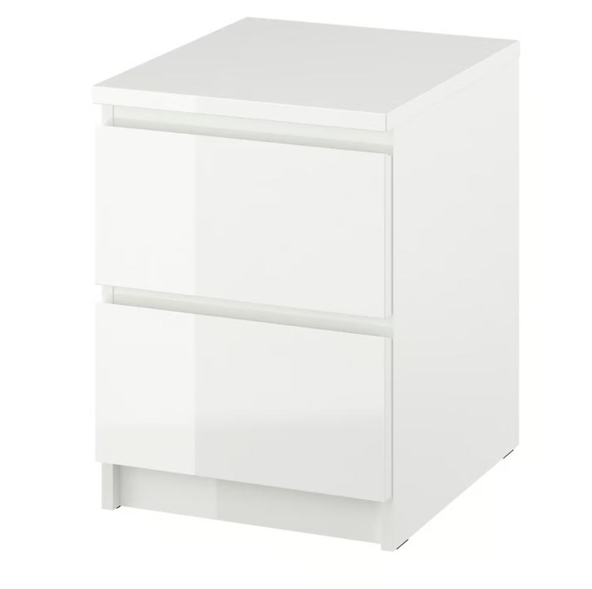 MALM Chest of 2 drawers, high-gloss white, 40x55 cm