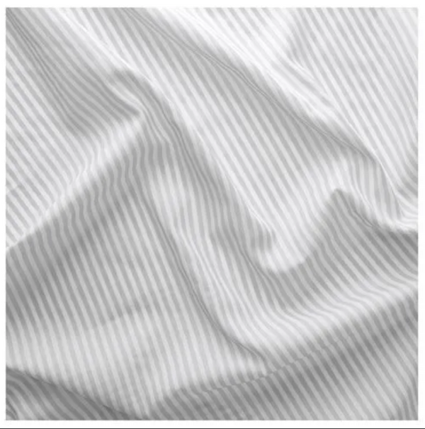 BYMOTT background curtain, 1 pair, white/light grey striped, 120x300 cm