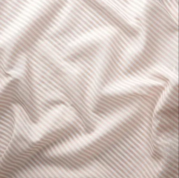 BYMOTT background curtain, 1 pair, white/beige striped, 120x300 cm
