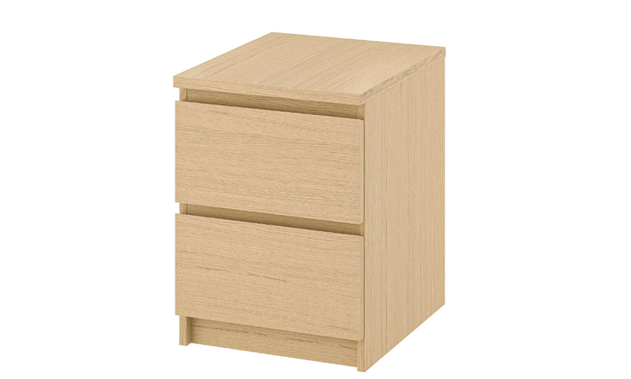MALM bedside table, white stained oak veneer, 40x55 cm