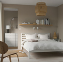 TARVA Bed frame, white stained, 140x200 cm / LINDBÅDEN Slatted bed base, pine, 70x200 cm