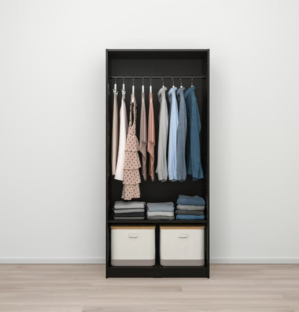 RAKKESTAD Wardrobe with 2 doors, black-brown, 79x176 cm