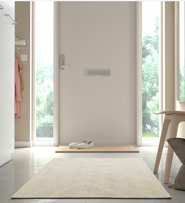 FULLMAKT Rug flatwoven, in/outdoor, beige/mélange, 80x200 cm
