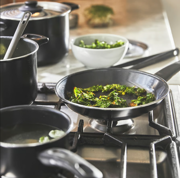 HEMLAGAD 6-piece cookware set, non-stick coating black