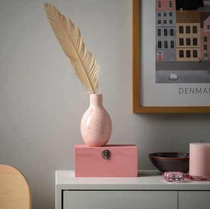 BLODBJÖRK Vase, pale pink/blue, 16 cm