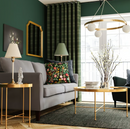 TORSJÖ Coffee table, gold effect/glass, 88 cm