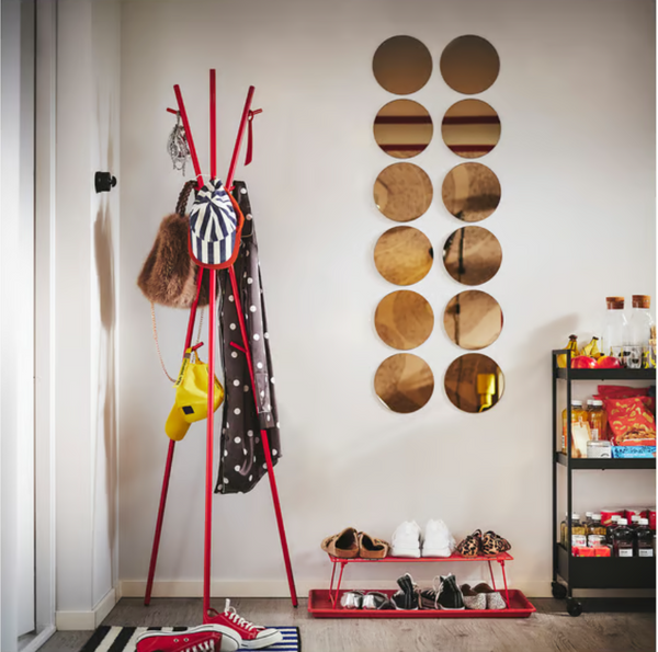 EKRAR Hat and coat stand, bright red, 169 cm