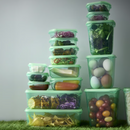 PRUTA Food container with lid, set of 17, green