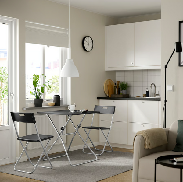 GUNDE Folding table, black, 67x67 cm