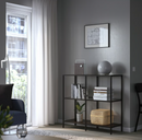 VITTSJÖ Shelving unit, black-brown/glass, 100x93 cm