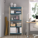 EKENABBEN Open shelving unit, aspen/blue, 70x34x154 cm