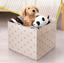 REGNBROMS Box, heart pattern/pink, 33x38x33 cm