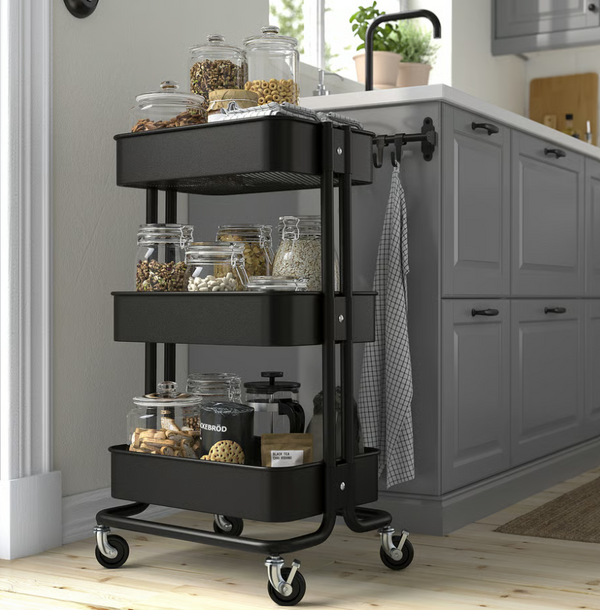 RÅSKOG Trolley, black, 35x45x77 cm