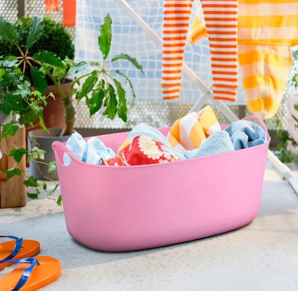TORKIS Flexible laundry basket, in/outdoor, pink, 9 gallon