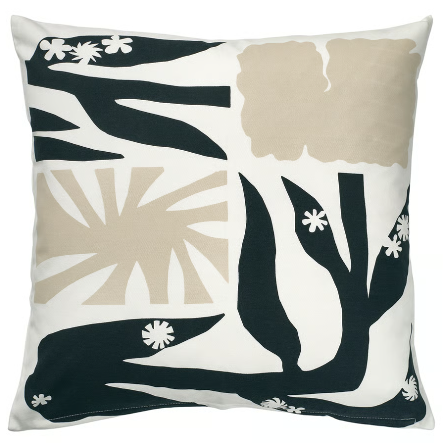 DRABOR Cushion cover, black/light beige, 50x50 cm