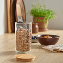 EKLATANT Jar with lid, clear glass/bamboo, 1 l