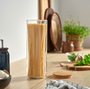 EKLATANT Jar with lid, clear glass/bamboo, 61 oz