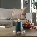 LÄTTNAD block candle , dark grey-green, 26 hr