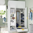 SMASTAD Loft bed frame w desk and storage, white, 90x200 cm