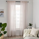 BYMOTT background curtain, 1 pair, white/beige striped, 120x300 cm