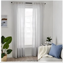 BYMOTT background curtain, 1 pair, white/light grey striped, 120x300 cm