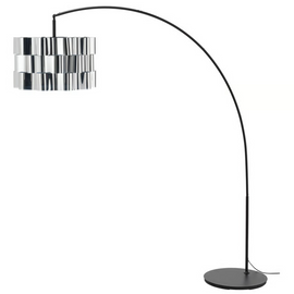 ÄLVSTARR / SKAFTET Floor lamp, arched, chrome effect/black