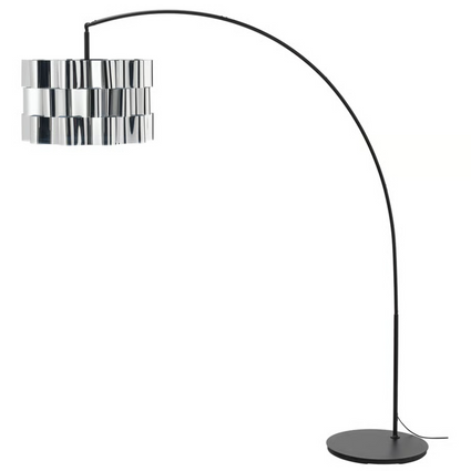 ÄLVSTARR / SKAFTET Floor lamp, arched, chrome effect/black