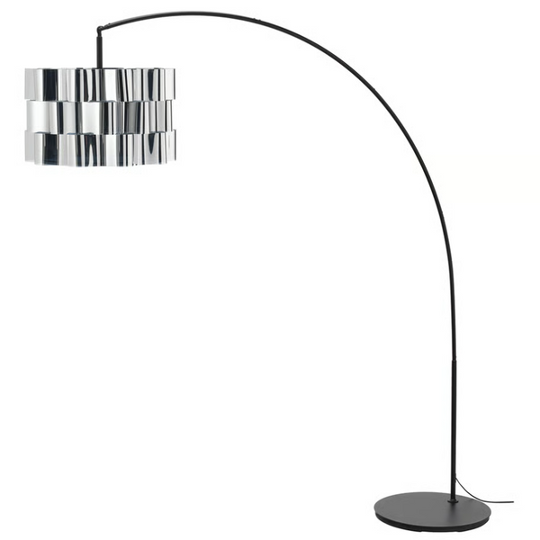 ÄLVSTARR / SKAFTET Floor lamp, arched, chrome effect/black