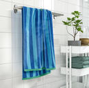 SLÅNHÖSTMAL Bath towel, bright blue/light blue striped, 70x140 cm (28x55 ")