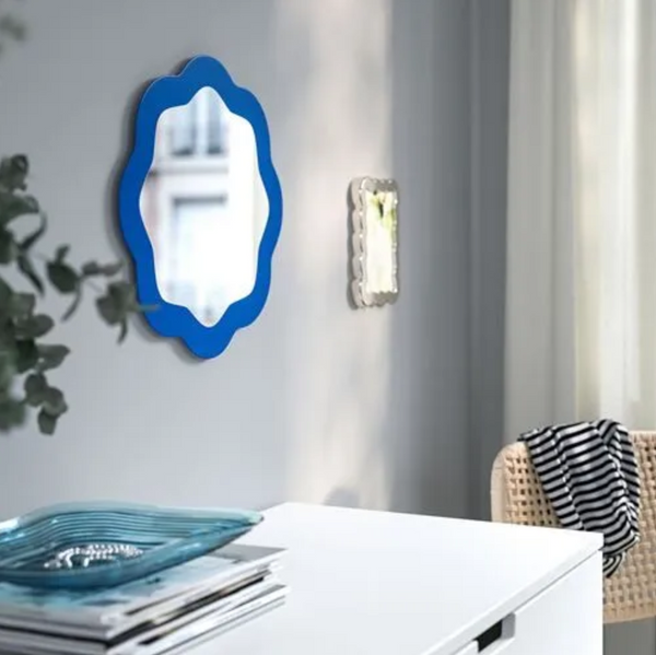PRUNKHALLON wall mirror, blue, 40 cm