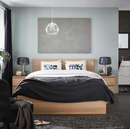 MALM Bed frame, high, white stained oak veneer, 140x200 cm/LUROY/SKORVA