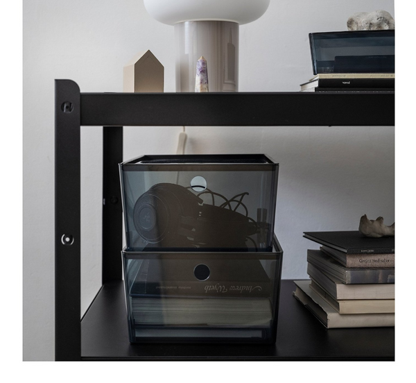 KUGGIS Container, black transparent box, 26x35x15 cm.