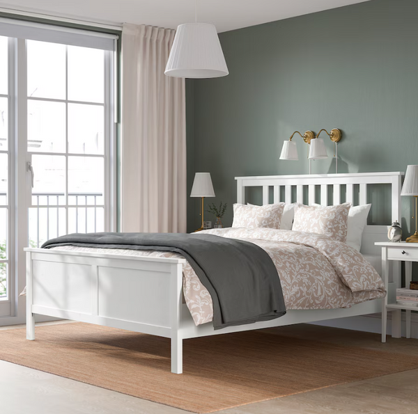 HEMNES Bed frame, white stain, 180x200 cm/LUROY/SKORVA