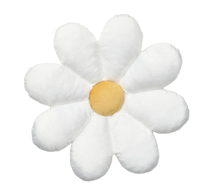 SKOGSDUVA cushion, white/yellow, 47x8 cm