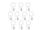 SYRLIG curtain ring with clip and hook, white, 25 mm, 10 pack