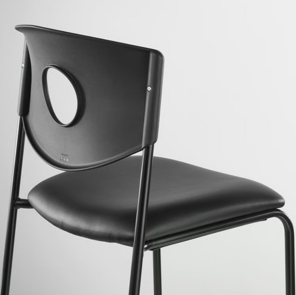 STOLJAN Chair frame with backrest, black/STOLJAN Seat, Bomstad black