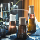 HALVTOM Bottle with pour spout, glass/brown, 19 cm