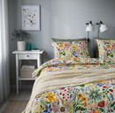 STRANDLUMMER Duvet cover and 2 pillowcases, multicolour/floral pattern, 200x200/50x60 cm