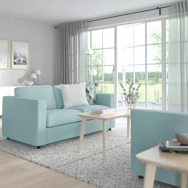 VIMLE Frame 2-seat section/VIMLE Cover for armrest, Saxemara light blue