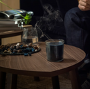 FRUKTSKOG Scented candle in glass, Vetiver & geranium/black-turquoise, 20 hr