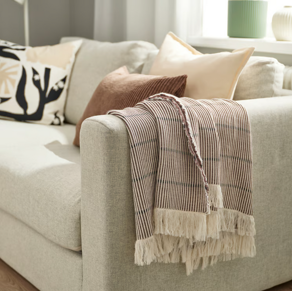 LAPPKATTFOT Throw, brown/black, 130x170 cm