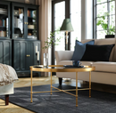 TORSJÖ Coffee table, gold effect/glass, 88 cm