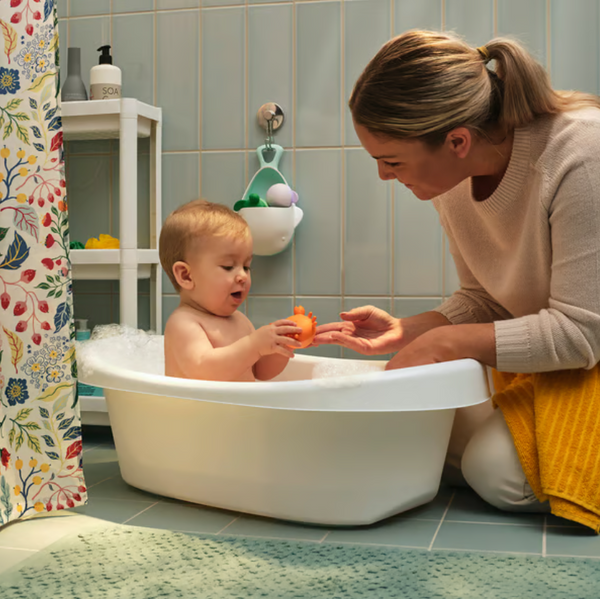 LÄTTSAM Baby bath, white/turquoise