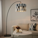 ÄLVSTARR / SKAFTET Floor lamp, arched, chrome effect/black