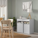 SPIKSMED sliding door-cabinet , light grey, 97x40x79 cm