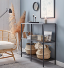 VITTSJÖ Shelving unit, black-brown/glass, 100x93 cm