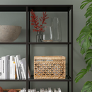 VITTSJÖ Shelving unit, black-brown/glass, 100x175 cm