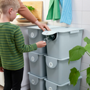 TRÖSKNING Bin with lid, light grey-blue, 25 l